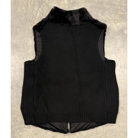 Adyson Parker Faux Fur Open Vest Black Knit Back Sleeveless Cardigan Womens XS - Picture 2 of 7